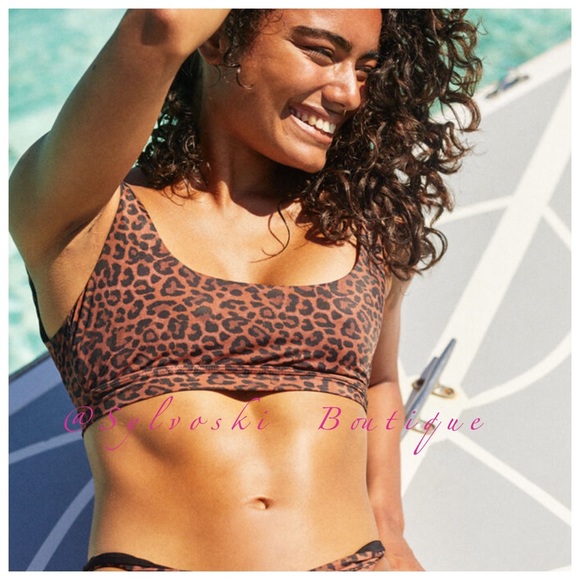 🔥 LA Hearts Leopard Cropped Bikini Top Set NWT - Picture 7 of 14